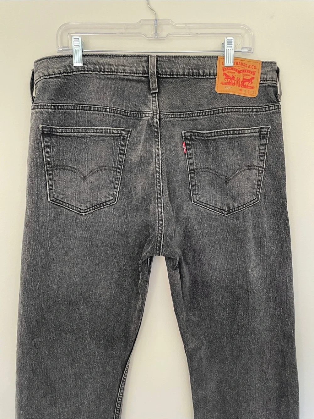 Y2K Levis 569 Loose Straight Jeans Mens 33x32 Gray Black Baggy Relaxed Fit Denim
